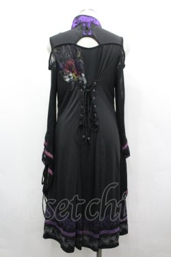 画像2: Ozz oneste / レイヤードチャイナ着物袖ZIPワンピース  黒×紫 I-26-04-10-045-OO-OP-TE-ZI