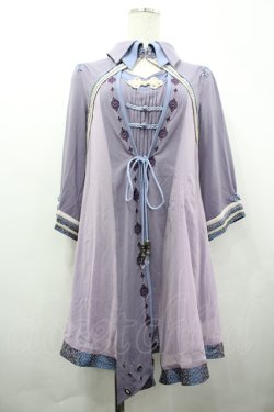 画像1: Ozz oneste / 襟付きレイヤードチャイナボタンチュニックワンピース  ラベンダー I-26-04-10-046-OO-OP-TE-ZI