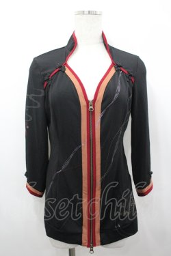 画像1: Ozz oneste / 折鶴プリントZIPトップス  黒 I-26-04-10-005-OO-BL-TE-ZI