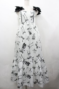 画像1: axes femme / トゥシューズ柄リボン付ワンピース F 白 I-26-04-10-052-AX-OP-TE-ZI