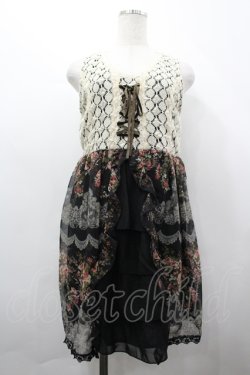 画像1: axes femme / レースX花柄スリットチュニ M クロ I-26-04-10-054-AX-OP-SA-ZI