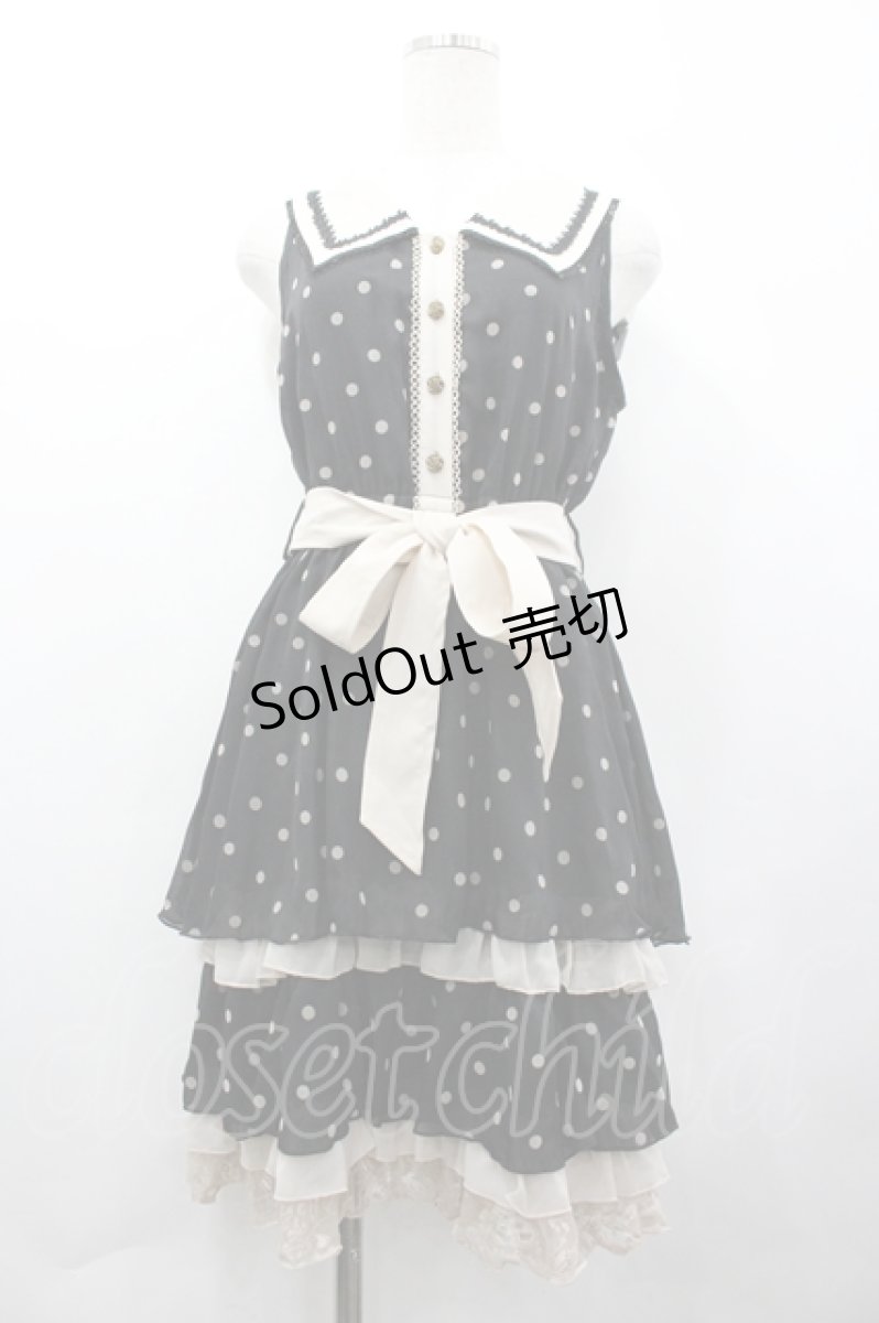画像1: axes femme / フロッキードット衿付きOP M クロ I-26-04-10-067-AX-OP-SA-ZI (1)