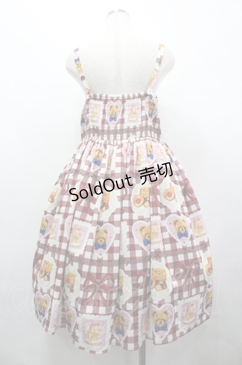 画像2: axes femme kawaii / ベアズベーカリー柄ジャンスカ M ボルドー I-26-04-10-071-AX-OP-SA-ZI (2)