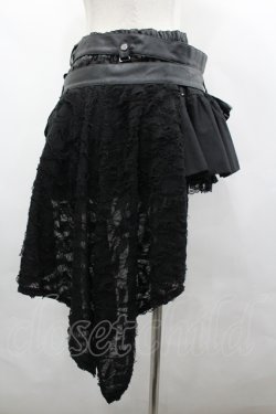 画像2: SEX POT ReVeNGe / ダメージフラップストライプフリルミニスカート  黒×シルバー I-26-04-10-075-SP-SK-TE-ZI