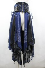 Ozz oneste / 蝶×花プリントコルセット  黒×青 I-26-04-10-080-OO-SK-TE-ZI