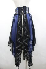 画像2: Ozz oneste / 蝶×花プリントコルセット  黒×青 I-26-04-10-080-OO-SK-TE-ZI (2)