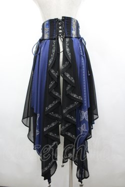 画像2: Ozz oneste / 蝶×花プリントコルセット  黒×青 I-26-04-10-080-OO-SK-TE-ZI