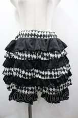 画像1: TOXIC STAR / ダイヤ柄&フリルボーダーキュロットパンツ  ブラック I-26-04-10-095-PU-PA-SA-ZI (1)