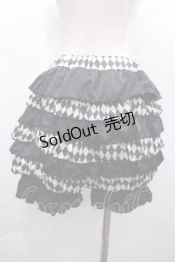 画像2: TOXIC STAR / ダイヤ柄&フリルボーダーキュロットパンツ  ブラック I-26-04-10-095-PU-PA-SA-ZI