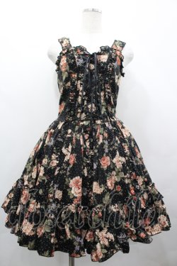 画像1: ATELIER PIERROT / フラワードットジャンパースカート  黒 I-26-04-10-100-EL-OP-SA-ZI