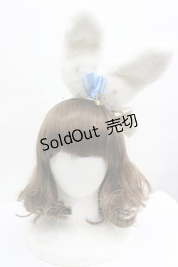 画像1: BABY,THE STARS SHINE BRIGHT / 時計うさぎのうさみみカチューシャ  オフ白×サックスリボン I-26-04-10-108-BA-AC-TE-ZI