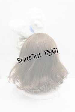 画像2: BABY,THE STARS SHINE BRIGHT / 時計うさぎのうさみみカチューシャ  オフ白×サックスリボン I-26-04-10-108-BA-AC-TE-ZI