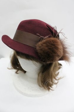 画像1: axes femme / ファーリボンハット  ボルドーＸブラウン I-26-04-10-111-AX-AC-SA-ZI