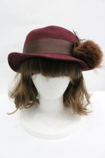 画像2: axes femme / ファーリボンハット  ボルドーＸブラウン I-26-04-10-111-AX-AC-SA-ZTK053 (2)