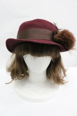画像2: axes femme / ファーリボンハット  ボルドーＸブラウン I-26-04-10-111-AX-AC-SA-ZI