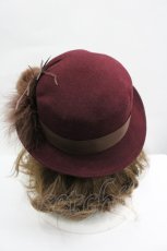画像3: axes femme / ファーリボンハット  ボルドーＸブラウン I-26-04-10-111-AX-AC-SA-ZTK053 (3)