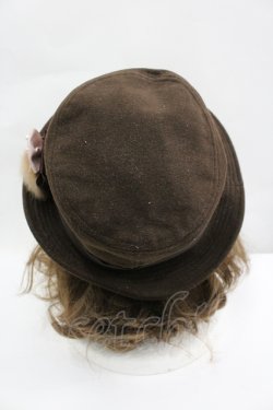 画像3: axes femme / ファーコサージュポークパイ  ブラウン I-26-04-10-112-AX-AC-SA-ZI