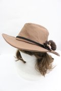 axes femme / ファーリボン付つば広帽  モカ I-26-04-10-116-AX-AC-SA-ZI
