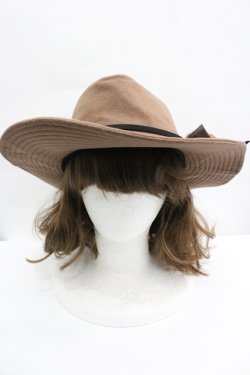 画像2: axes femme / ファーリボン付つば広帽  モカ I-26-04-10-116-AX-AC-SA-ZI