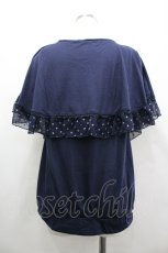 画像2: axes femme / ラメドットリボンフリル半袖カットソー  ネイビー I-26-04-10-123-AX-TO-SA-ZI (2)