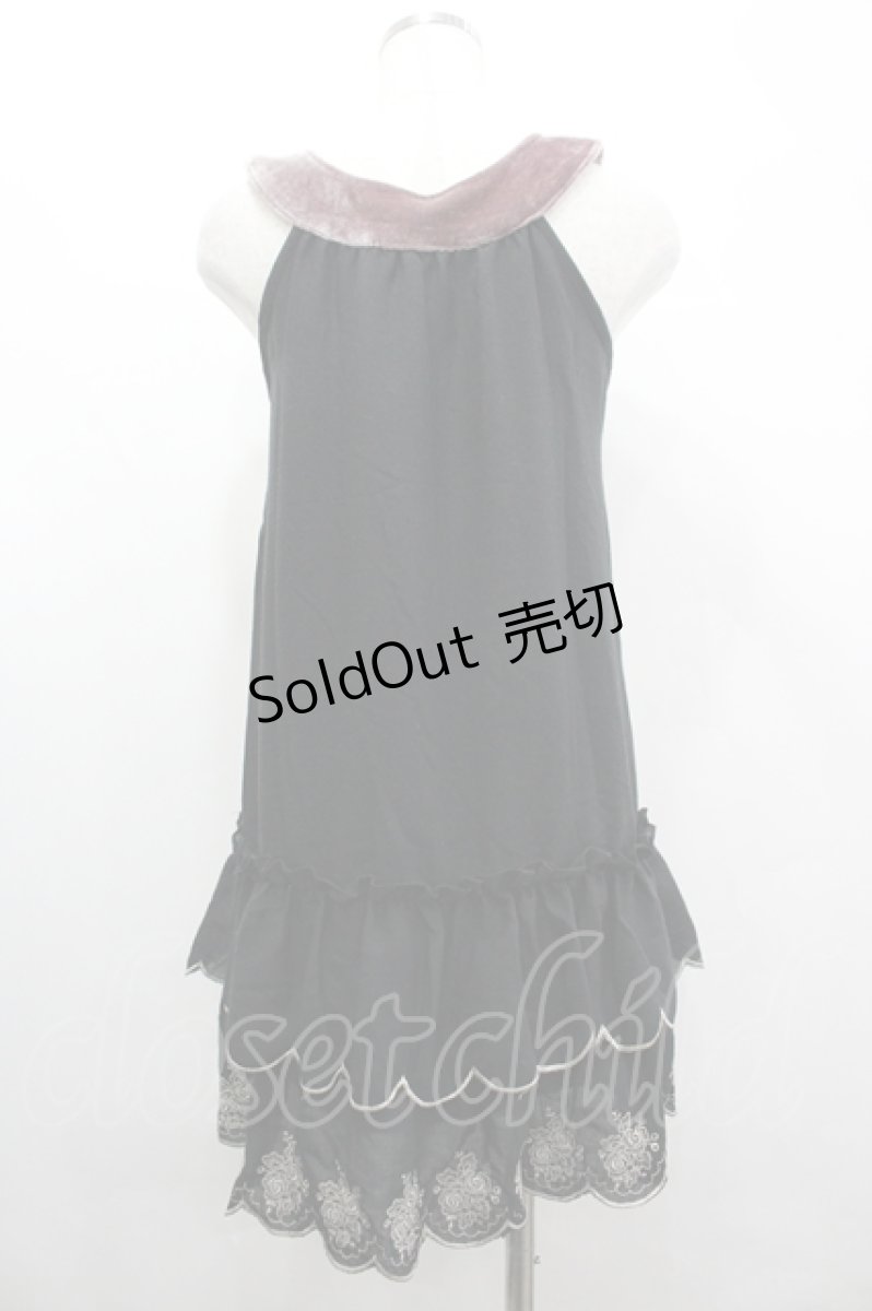 画像2: axes femme / ニットカメリアモチーフノースリーブチュニック  黒Ｘパープル I-26-04-10-125-AX-TO-SA-ZI (2)