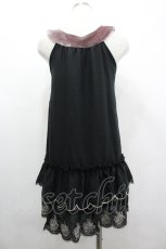 画像2: axes femme / ニットカメリアモチーフノースリーブチュニック  黒Ｘパープル I-26-04-10-125-AX-TO-SA-ZI (2)