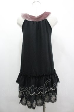 画像2: axes femme / ニットカメリアモチーフノースリーブチュニック  黒Ｘパープル I-26-04-10-125-AX-TO-SA-ZI