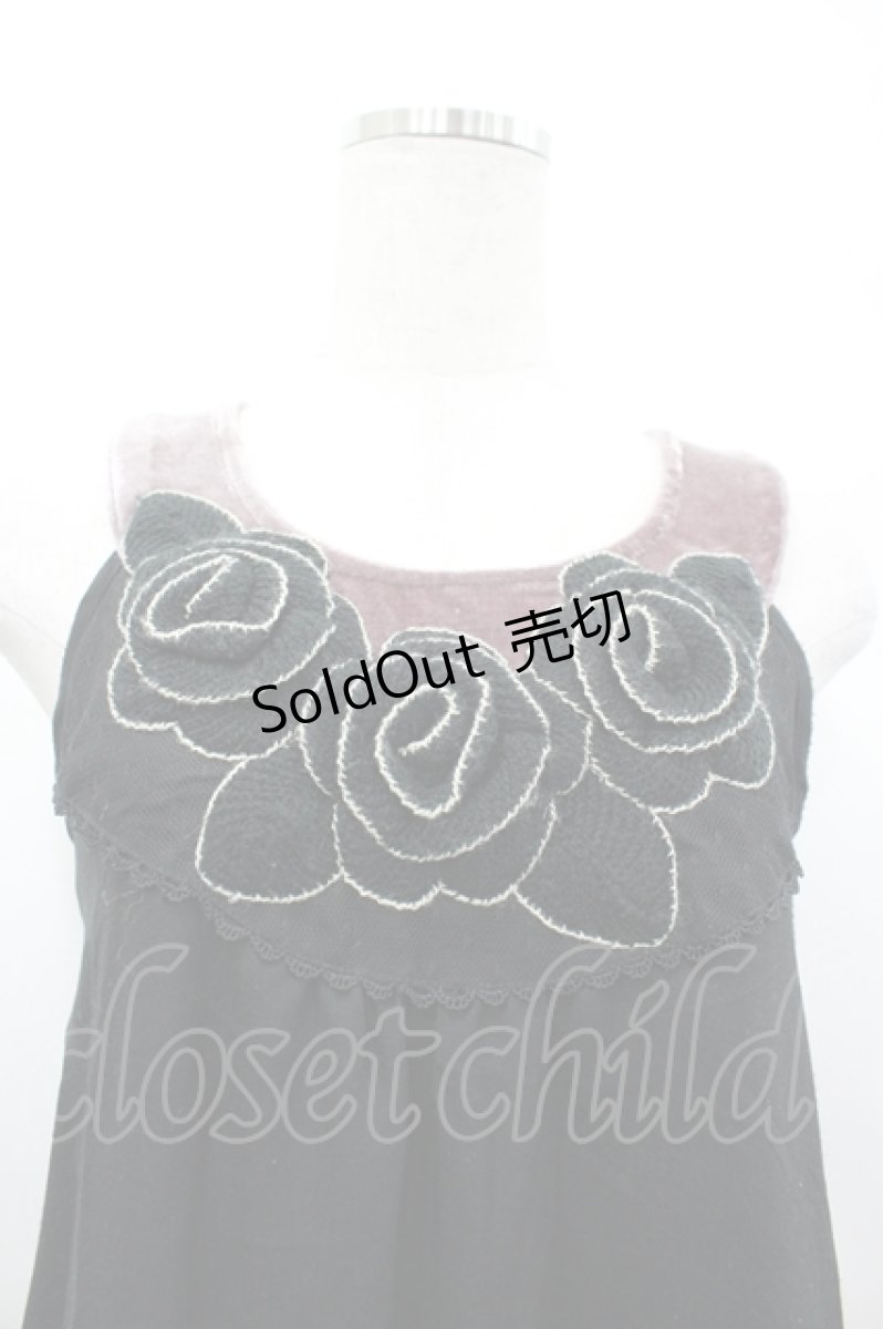画像3: axes femme / ニットカメリアモチーフノースリーブチュニック  黒Ｘパープル I-26-04-10-125-AX-TO-SA-ZI (3)