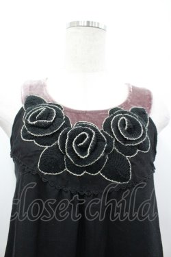 画像3: axes femme / ニットカメリアモチーフノースリーブチュニック  黒Ｘパープル I-26-04-10-125-AX-TO-SA-ZI