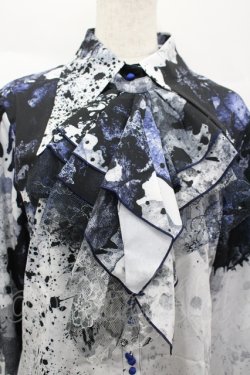 画像2: LILITH HOUSE / しぶき総柄長袖ブラウス XL 黒Ｘ白 I-26-04-10-002-LO-BL-SA-ZI