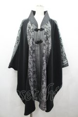Qutie Frash / チャイナボタン着物袖カーディガン  黒ｘシルバー I-26-04-10-026-QU-TO-SA-ZI