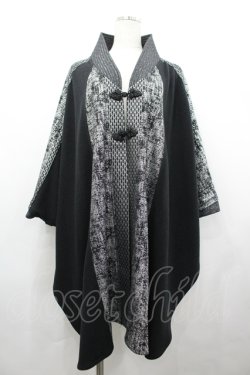 画像1: Qutie Frash / チャイナボタン着物袖カーディガン  黒ｘシルバー I-26-04-10-026-QU-TO-SA-ZI
