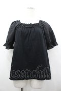 PINK HOUSE / 胸元ピコフリルカットソー L 黒 I-26-04-10-027-LO-TO-TE-ZI