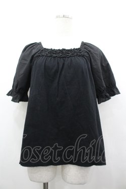 画像1: PINK HOUSE / 胸元ピコフリルカットソー L 黒 I-26-04-10-027-LO-TO-TE-ZI