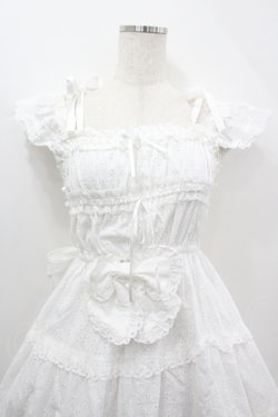 画像2: BABY,THE STARS SHINE BRIGHT / Innocent Ribbon Lace シャーリングジャンパースカート  白 I-26-04-12-037-BA-OP-SA-ZI