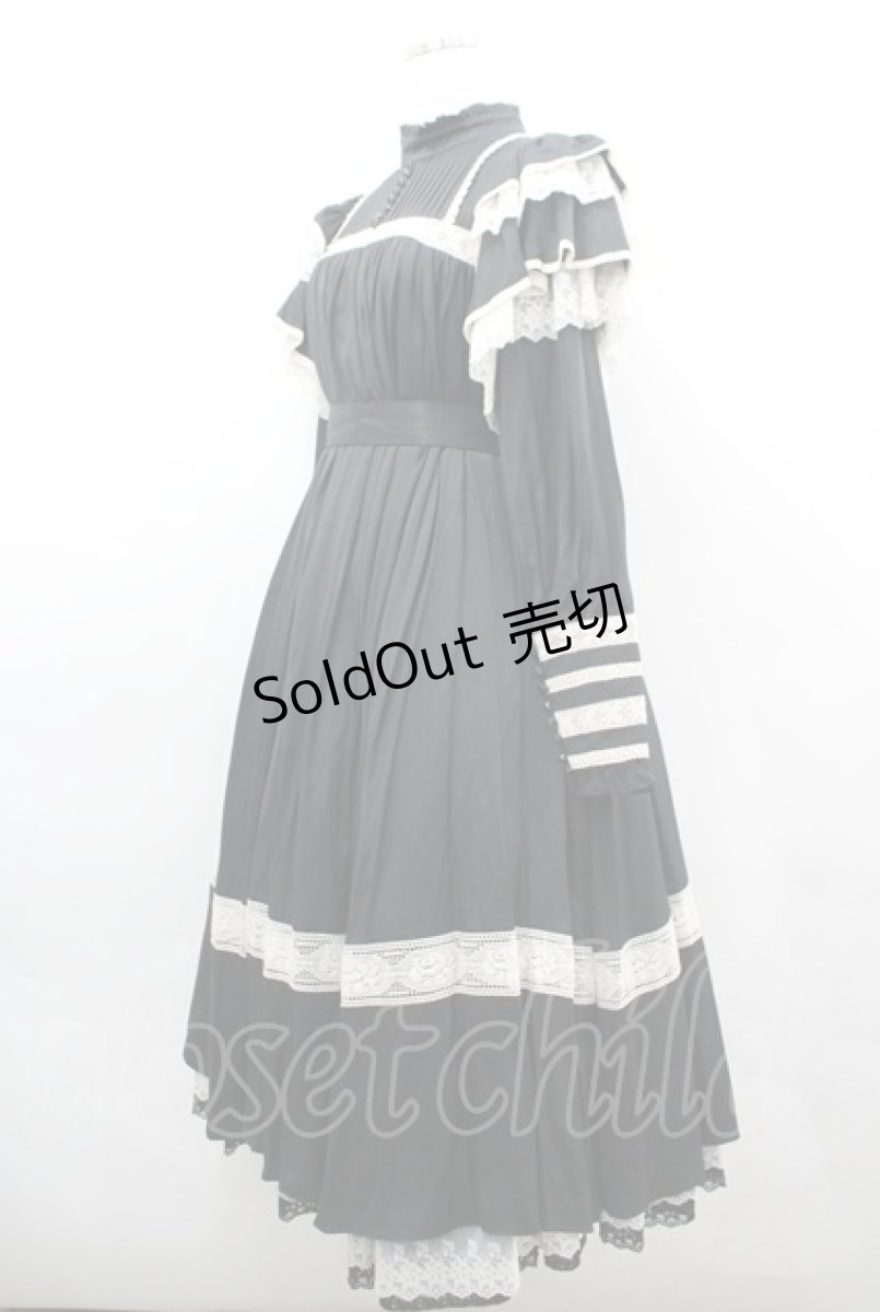 画像4: Hoshibako Works / リリアンヌ姉妹ワンピース(ロング丈)  黒Ｘ白 I-26-04-12-039-LO-OP-SA-ZI (4)