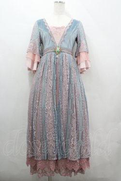 画像1: ZJ STORY（海外ロリータブランド） / Sirens Elegy ワンピース M ピンク×エメラルドグリーン I-26-04-12-040-LO-OP-TE-ZI