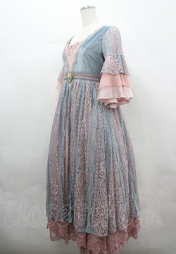 画像3: ZJ STORY（海外ロリータブランド） / Sirens Elegy ワンピース M ピンク×エメラルドグリーン I-26-04-12-040-LO-OP-TE-ZI