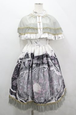 画像1: Precious Clover（海外ロリータブランド） / 龍プリント水墨画ジャガードジャンパースカート＆ケープ セット L 白×グリーン I-26-04-12-041-LO-OP-TE-ZI