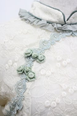 画像2: Hinana Queena（海外ロリータブランド） / 菫の秘め事 チャイナ風ブラウス M 生成り×グリーン I-26-04-12-001-LO-BL-TE-ZI