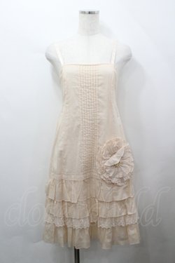 画像1: Emily Temple cute / フラワーモチーフコットンキャミワンピース  ピンクベージュ I-26-04-12-050-ET-OP-TE-ZI