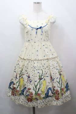 画像1: Emily Temple cute / マーメイドプリントノースリーブワンピース  生成り I-26-04-12-051-ET-OP-TE-ZI