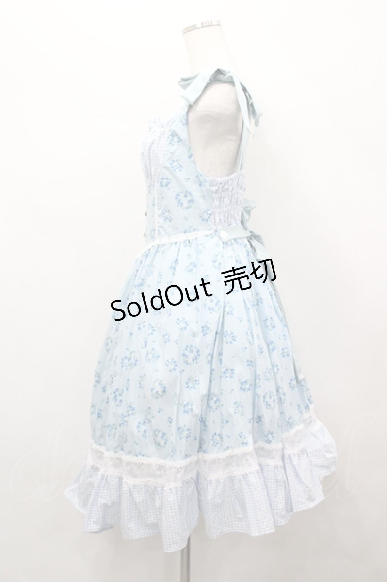 画像2: 愛野えり×HEENIE HEENIE / Petal Pique-niqueジャンパースカート  サックス I-26-04-12-053-LO-OP-SA-ZI (2)