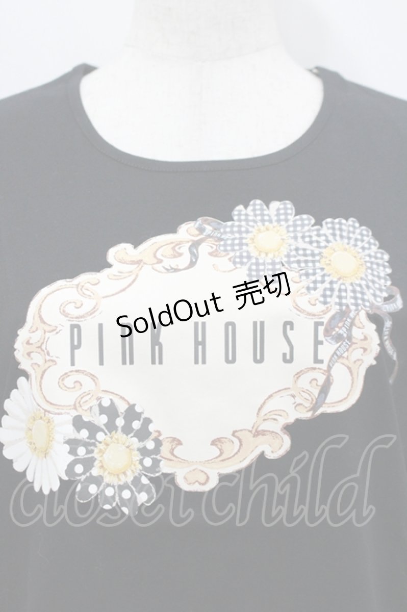 画像3: PINK HOUSE / ひな菊コサージュプリントカットソー M 黒 I-26-04-12-009-LO-TO-TE-ZI (3)