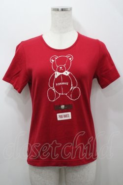 画像1: PINK HOUSE / テディベアプリントカットソー M 赤 I-26-04-12-011-LO-TO-TE-ZI