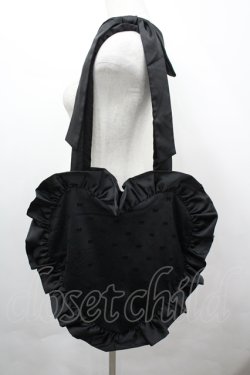 画像2: Honey Cinnamon / ハンドルリボンフロッキーハートバッグ  黒 I-26-04-12-109-LO-BG-TE-ZI