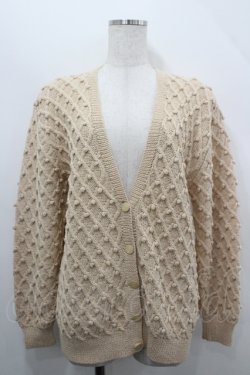 画像1: KANEKO ISAO / ポンポンニットカーディガン  ベージュ I-26-04-12-018-EL-TO-SA-ZI
