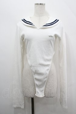 画像1: lilLilly / セーラーレオタードトップス  白Ｘ黒 I-26-04-12-026-LO-TO-SA-ZI