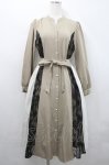 画像1: axes femme / レース切替配色シャツワンピ M ベージュ I-26-04-14-055-AX-OP-TE-ZI (1)