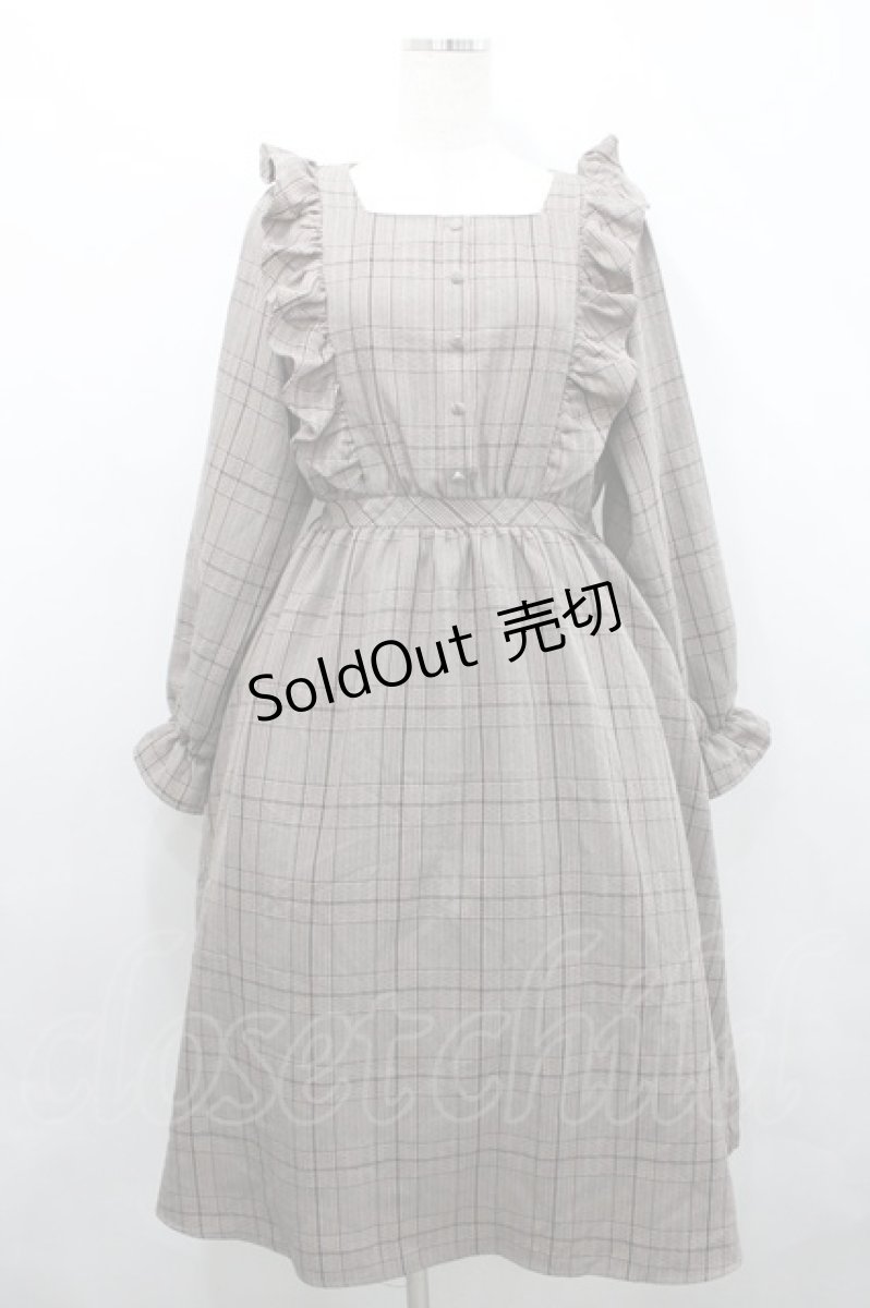 画像1: m petit by misako / CHKフリルOPナガ ワンピース M ブラウン I-26-04-14-079-LO-OP-TE-ZI (1)